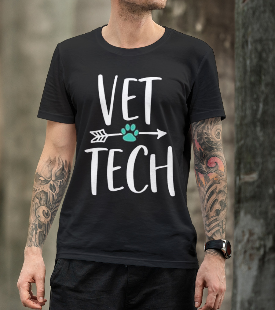 Vet Tech Paw Print Arrow Veterinarian G T-Shirt