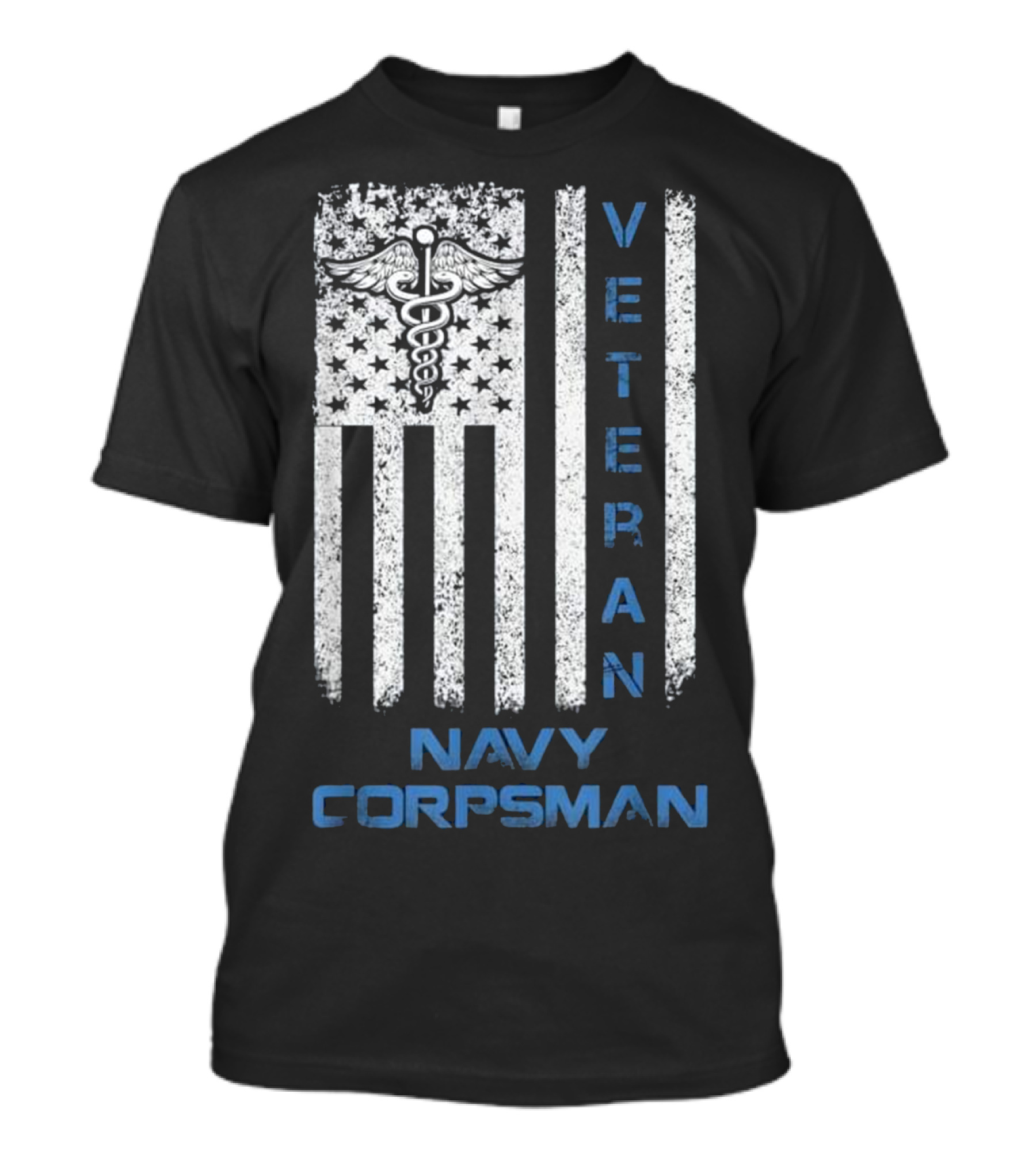 Veteran Navy Corpsman USA Flag Caduceus Vintage T-Shirt