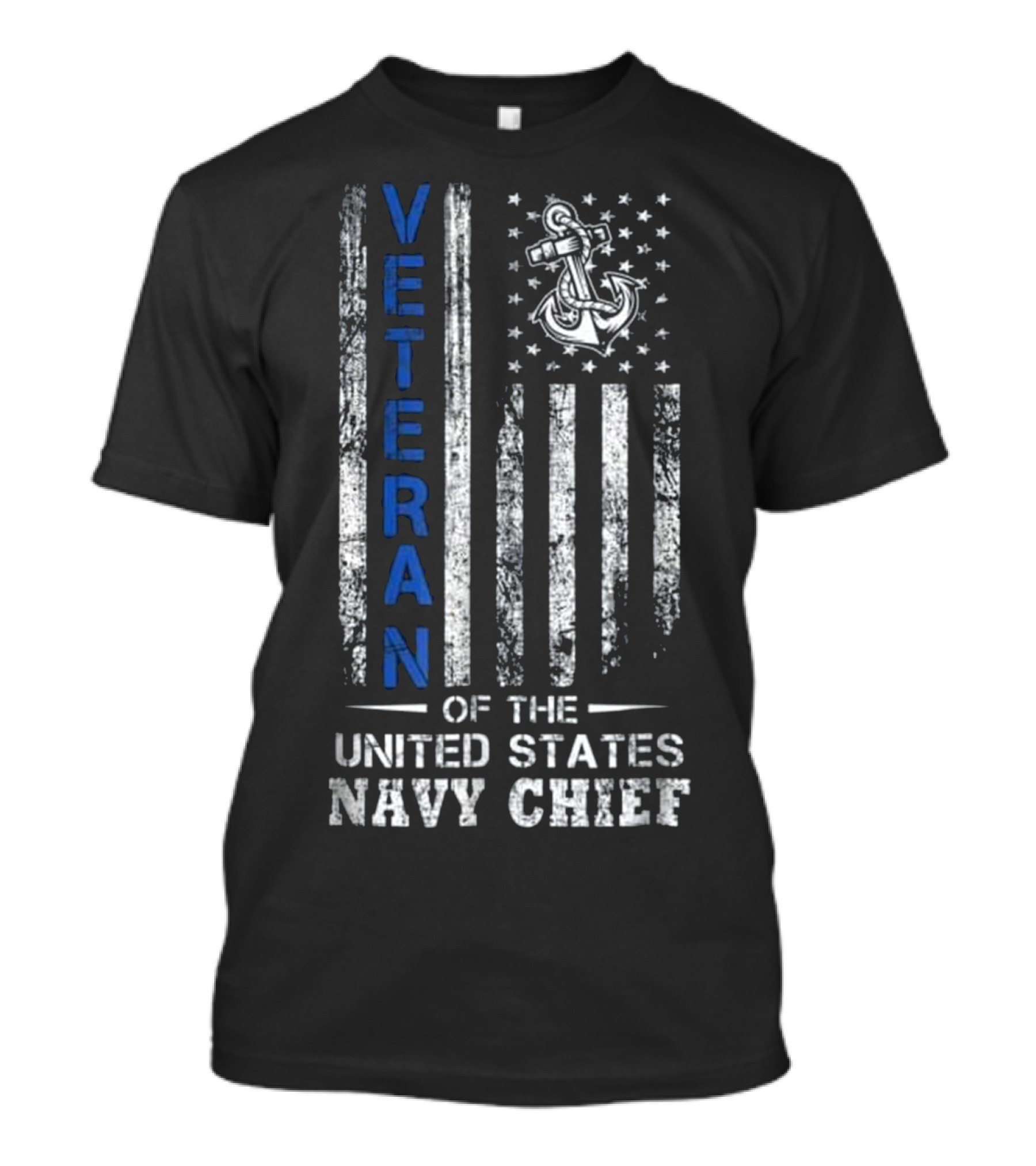 Veteran Of The United States Navy Chief With American Flag And Anchor T-Shirt