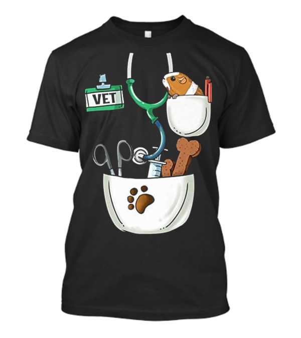 Veterinarian Vet Pocket Guinea Pig Stethoscope Halloween Costume T-Shirt