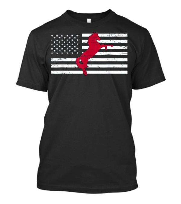 Vintage American Flag Patriotic Horse T-Shirt
