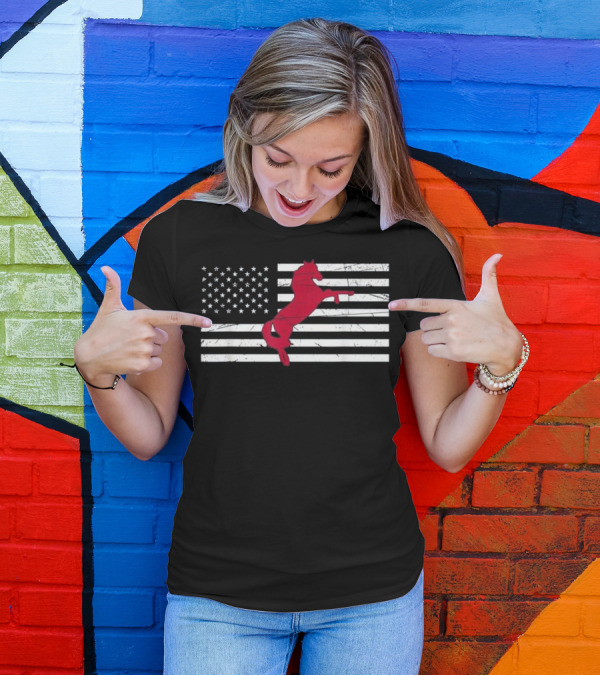 Vintage American Flag Patriotic Horse T-Shirt