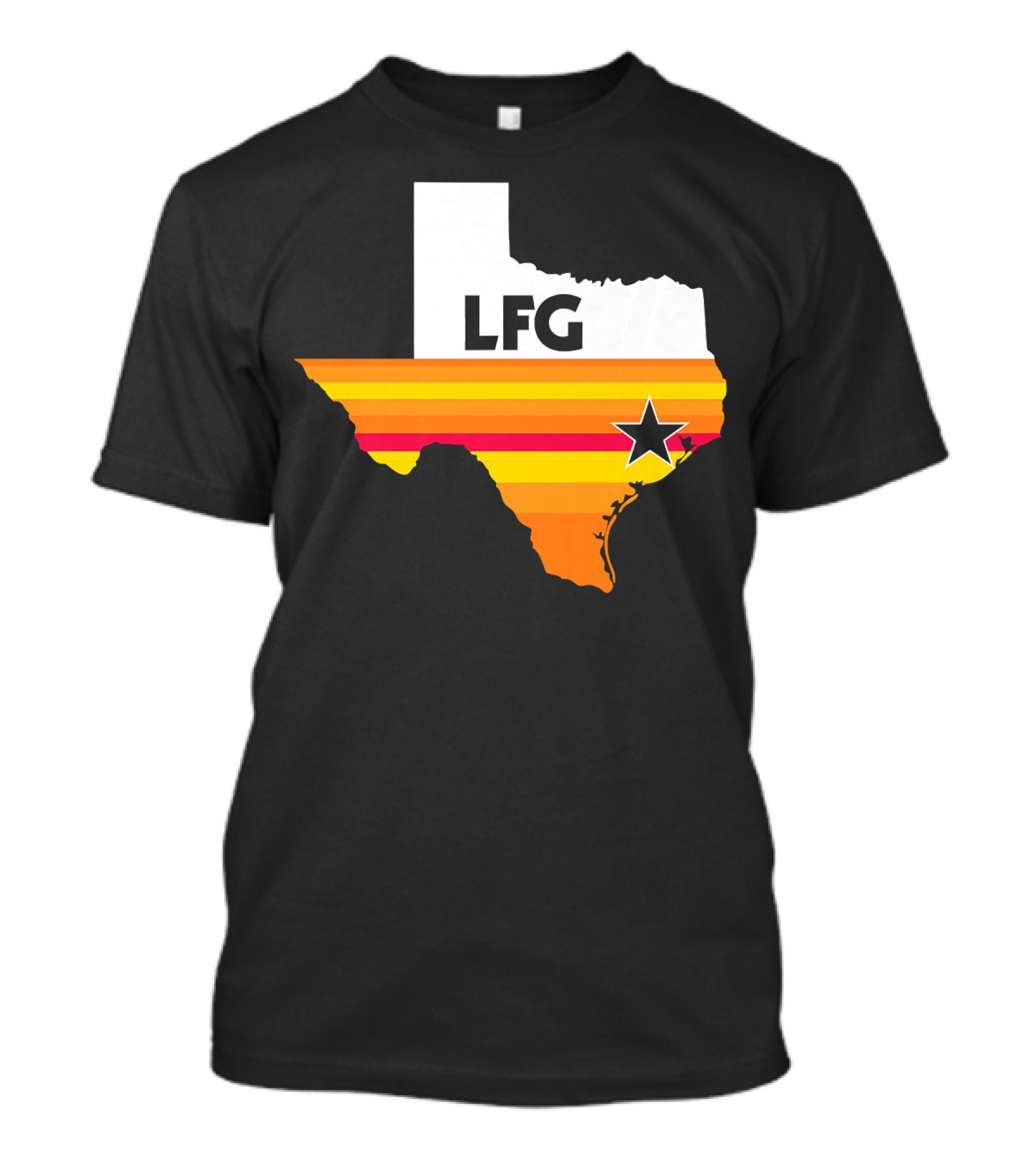 LFG Vintage Houston Texas Baseball Star Retro Stripes T-Shirt