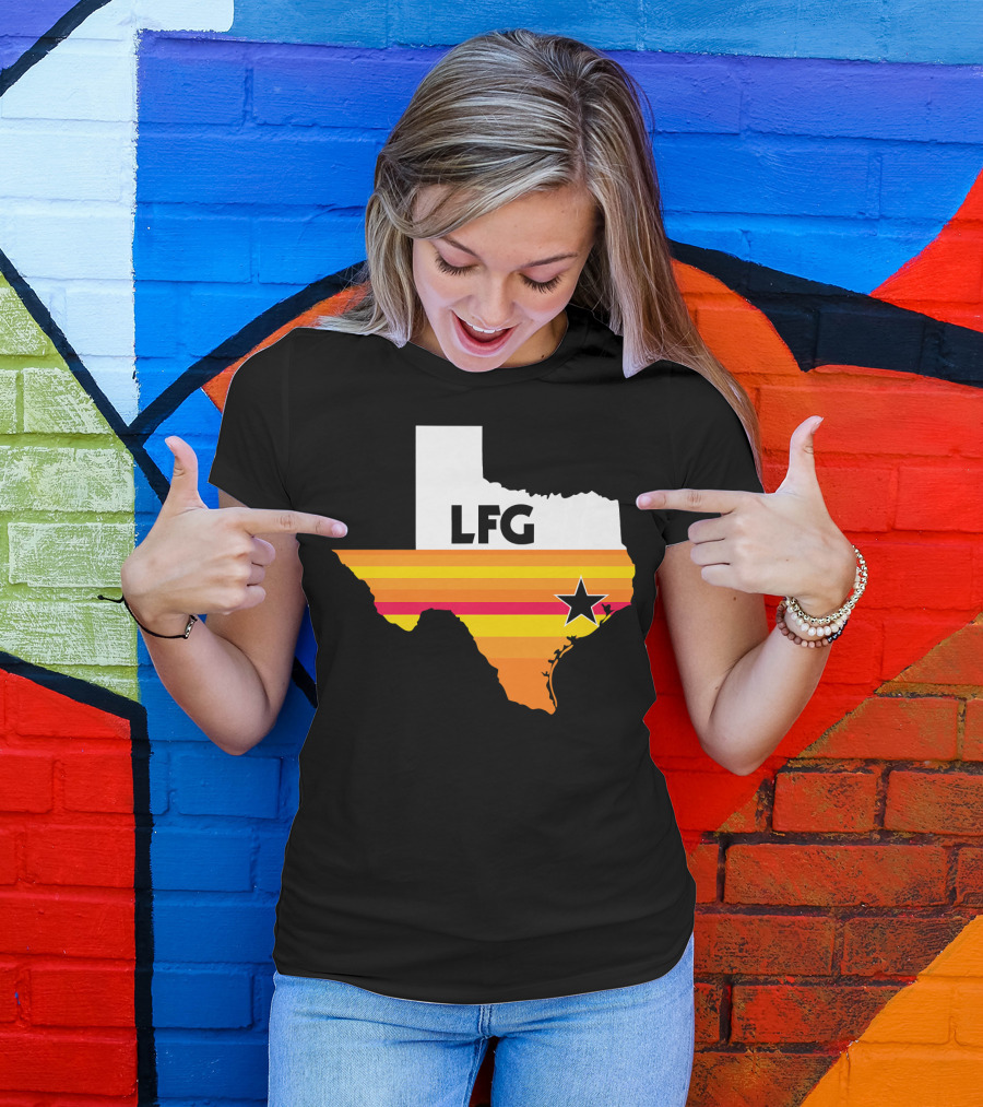 LFG Vintage Houston Texas Baseball Star Retro Stripes T-Shirt