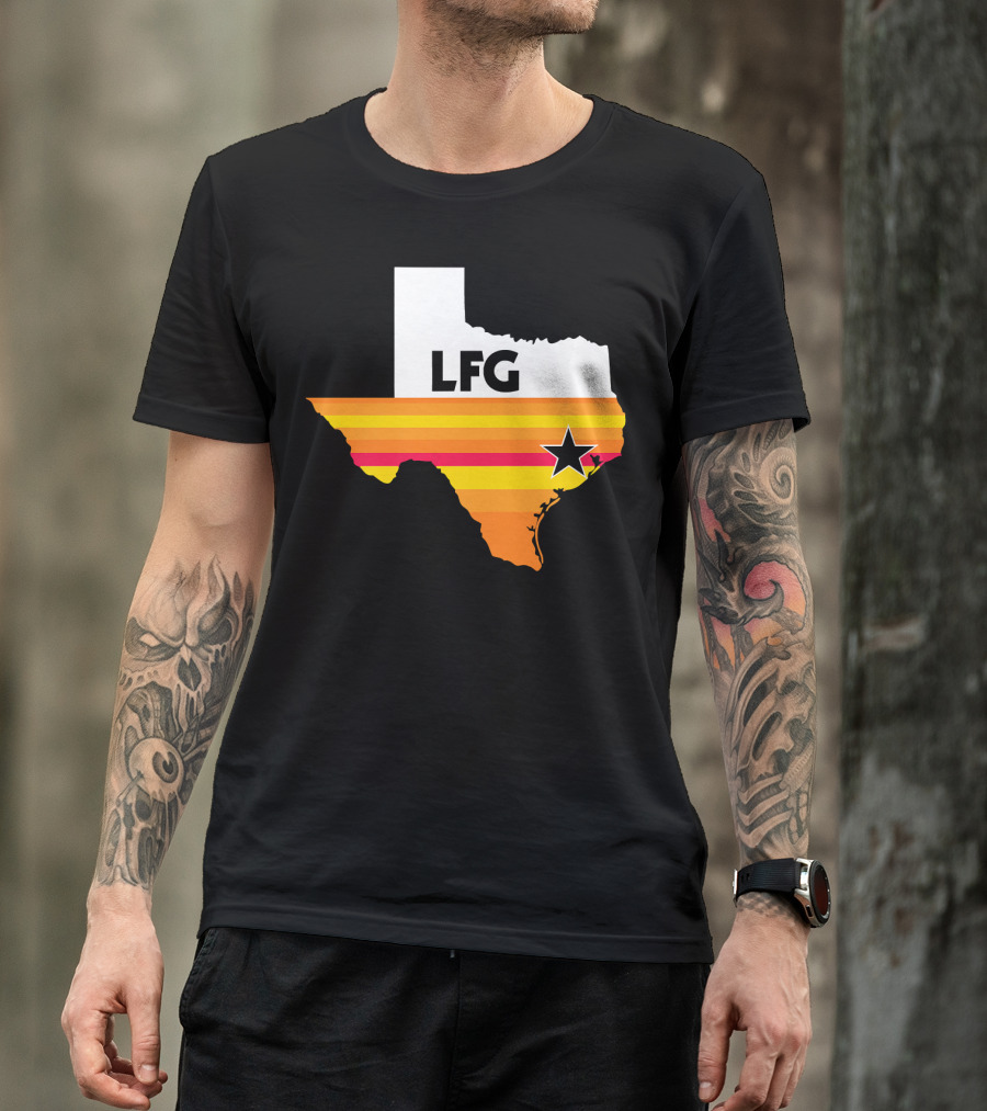 LFG Vintage Houston Texas Baseball Star Retro Stripes T-Shirt