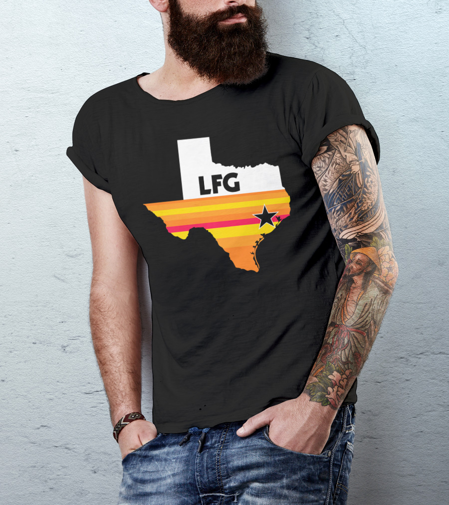 LFG Vintage Houston Texas Baseball Star Retro Stripes T-Shirt