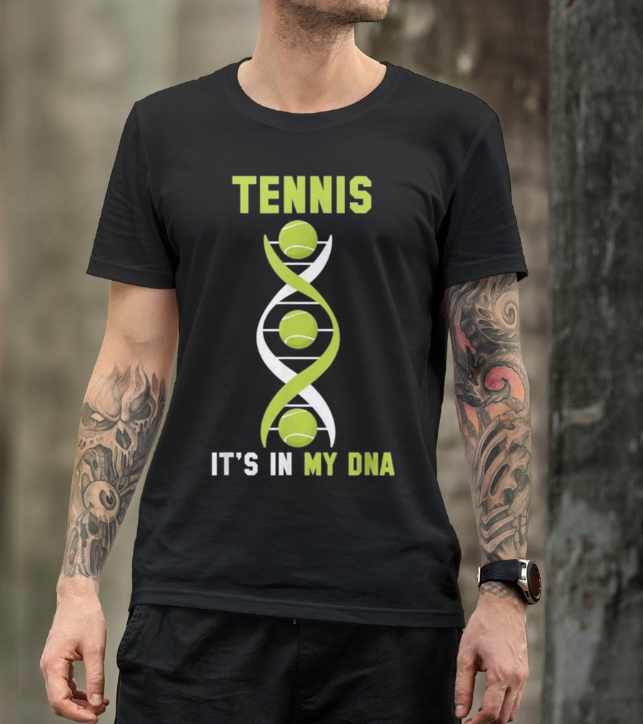 Tennis It's In My DNA Funny Finger Tennis Balls DNA Helix T-Shirt