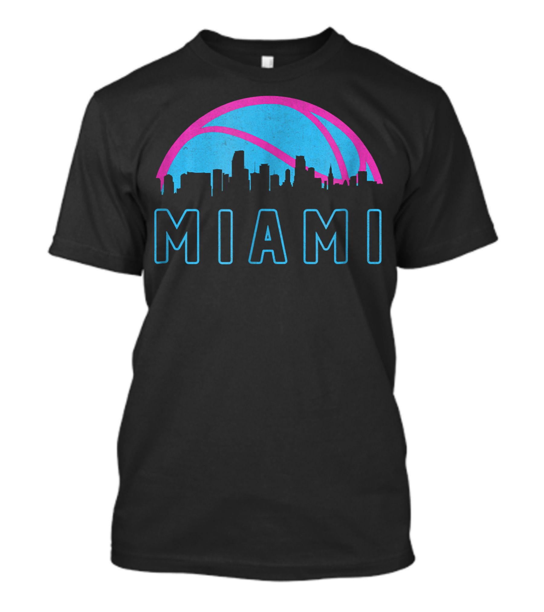 Vintage Miami Florida Cityscape Skyline Retro Basketball T-Shirt