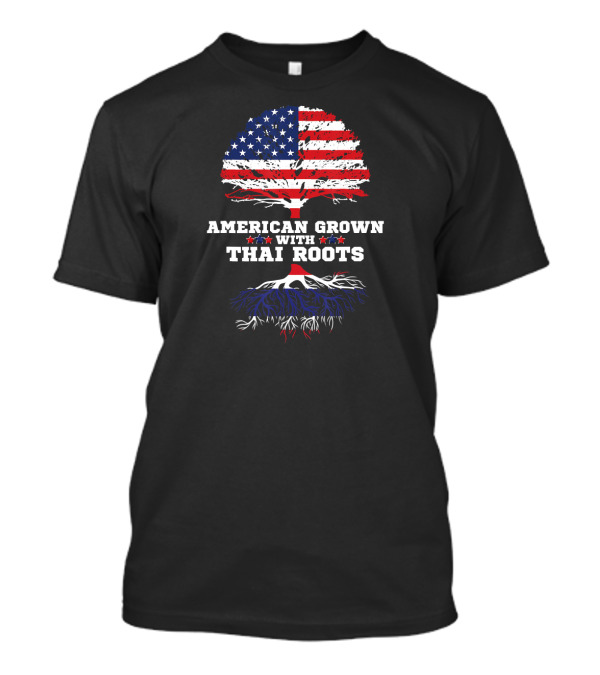 American Grown With Thai Roots Flag Tree T-Shirt
