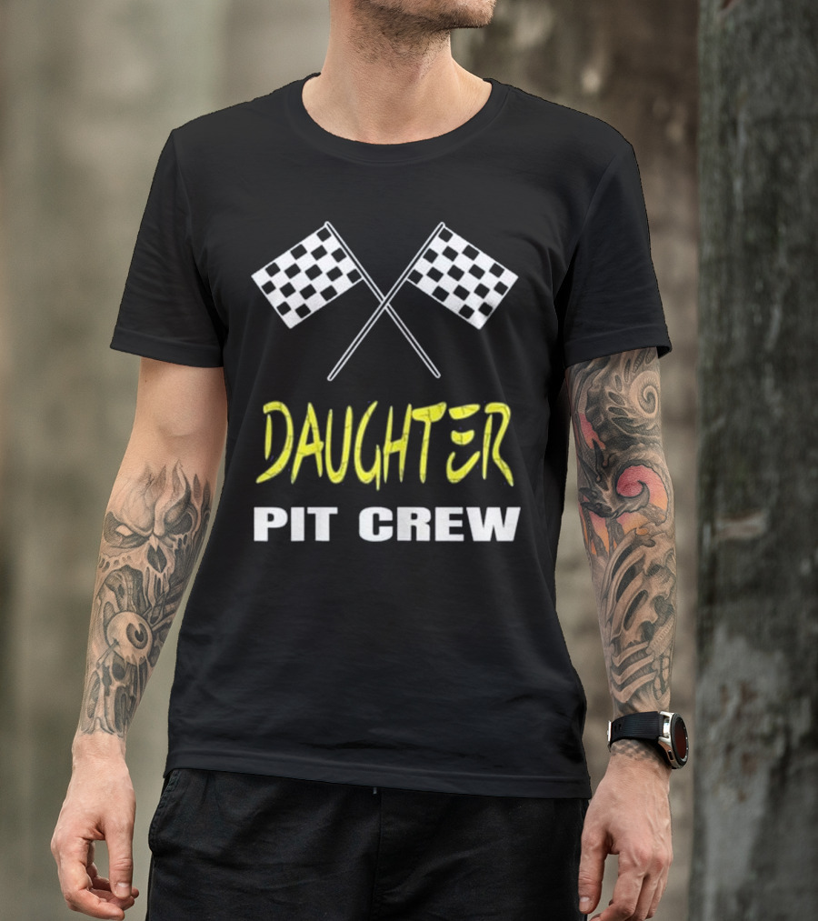 Daughter Pit Crew Checkered Flags Racing Vintage T-Shirt