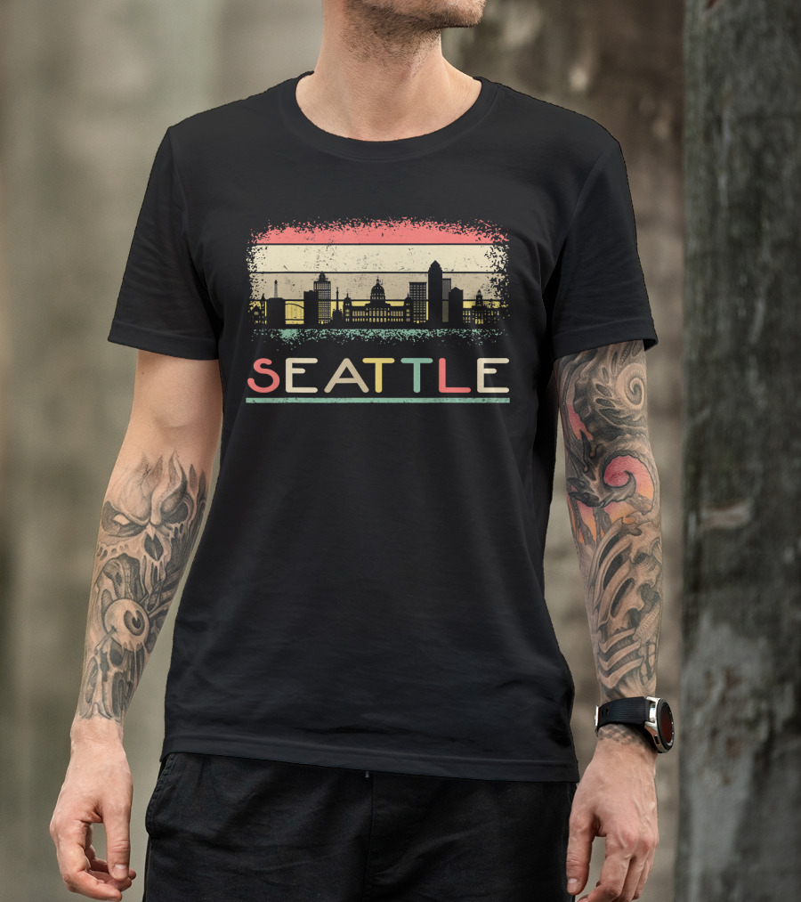 Seattle Vintage Retro Skyline Washington T-Shirt