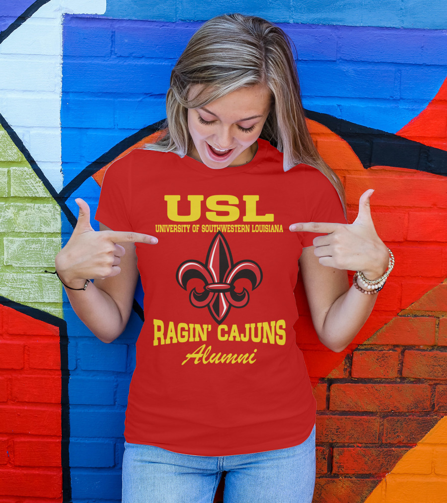 USL University Of Southwestern Louisiana Ragin' Cajuns Alumni Fleur-de-Lis T-Shirt