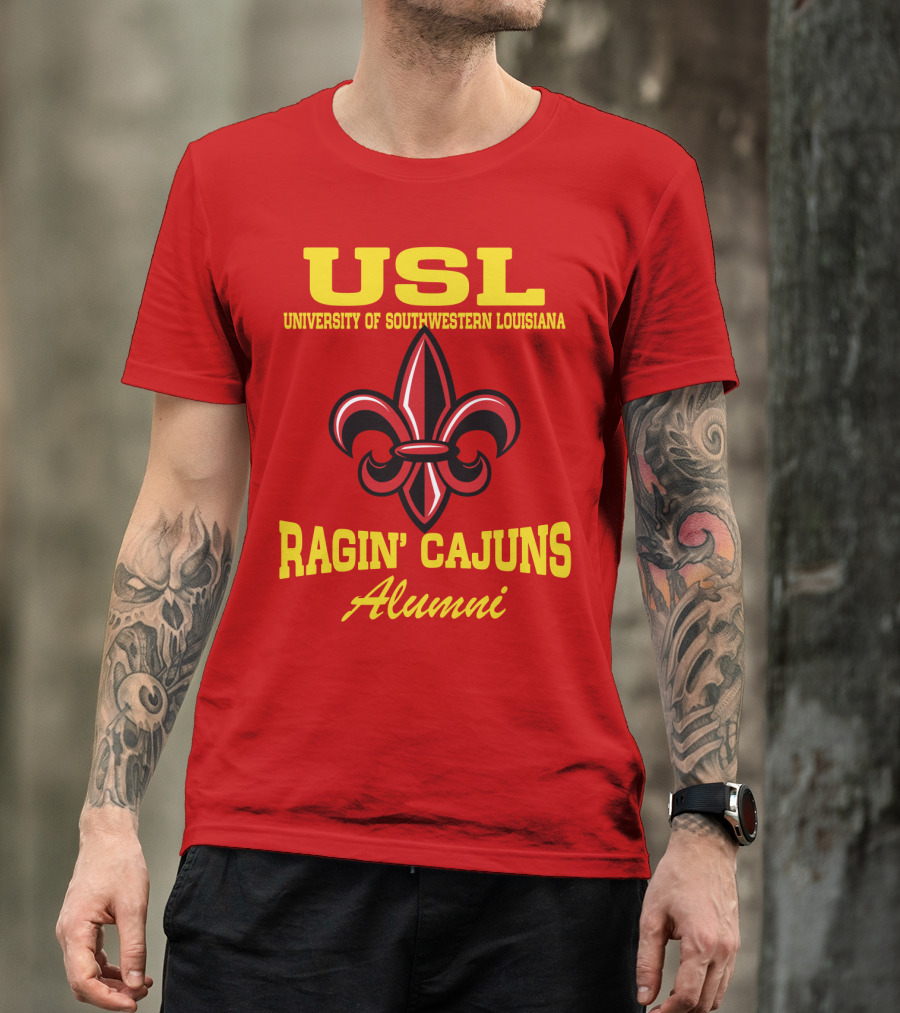 USL University Of Southwestern Louisiana Ragin' Cajuns Alumni Fleur-de-Lis T-Shirt