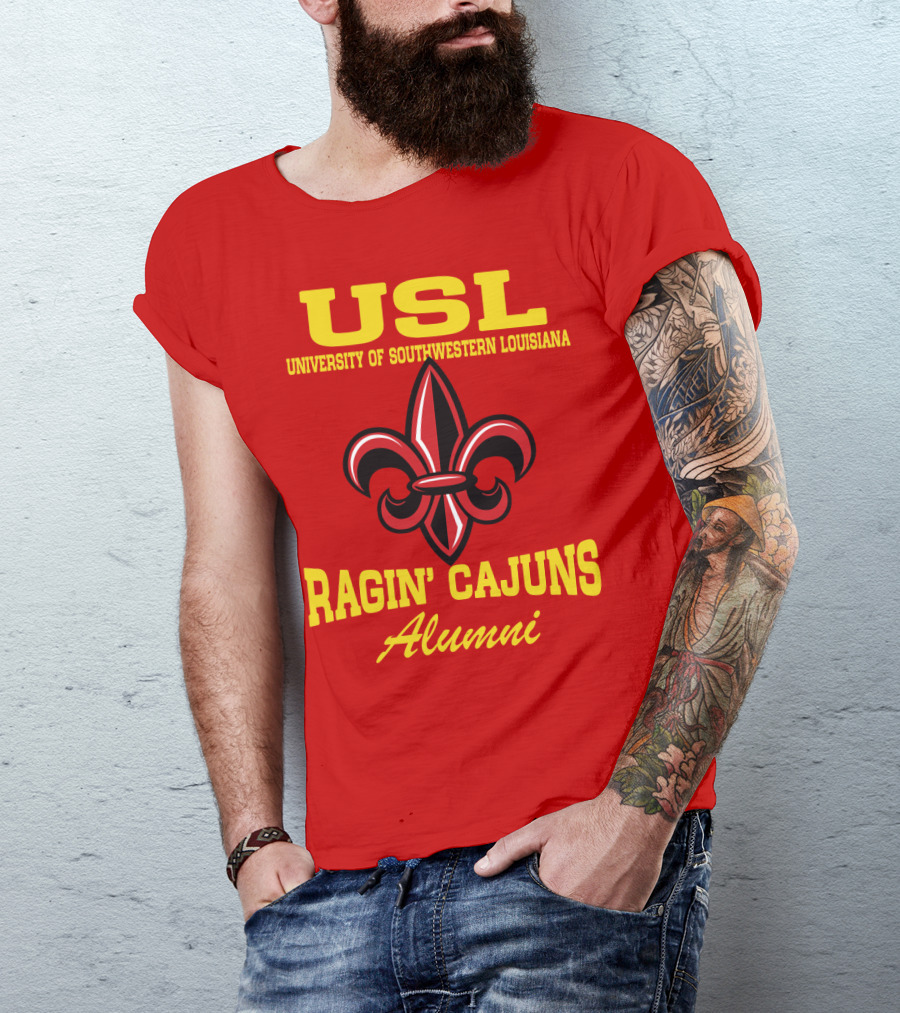 USL University Of Southwestern Louisiana Ragin' Cajuns Alumni Fleur-de-Lis T-Shirt