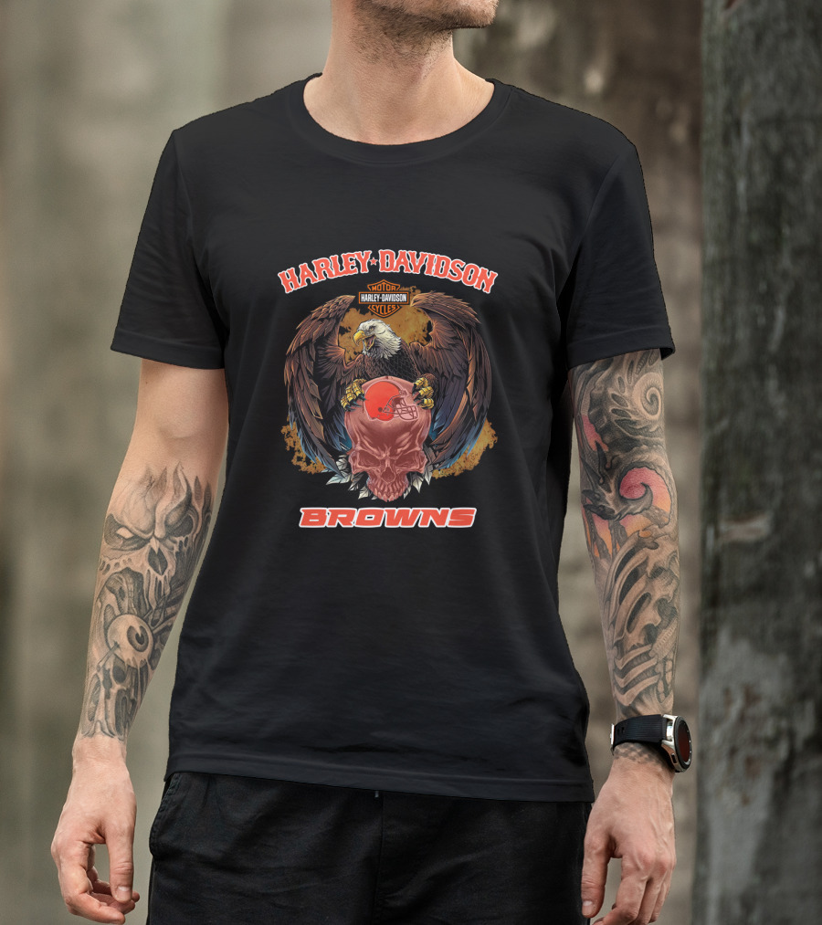 Harley Davidson Motor Cycles Eagle Browns T-Shirt