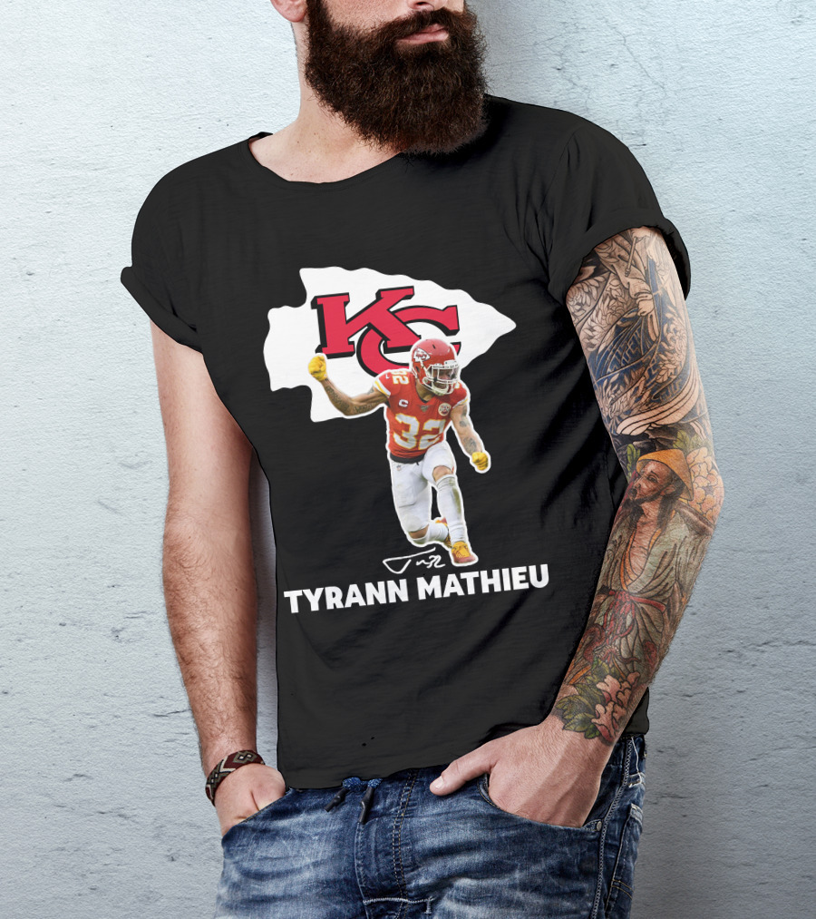 Tyrann Mathieu Kansas City Chiefs KC Football 32 Signature T-Shirt