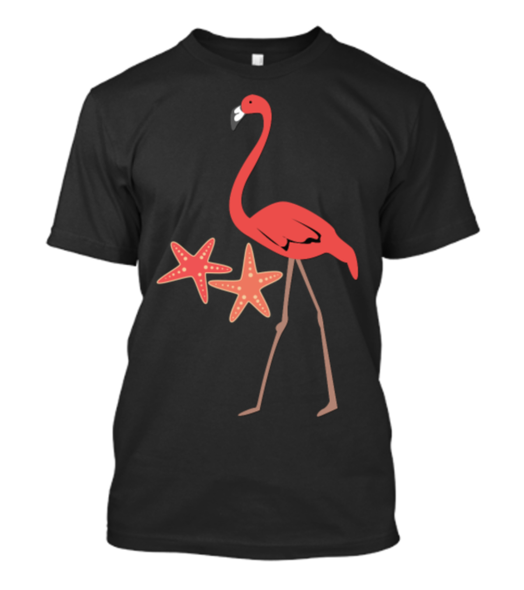 Flamingo And Starfish Beach Holiday Vacation T-Shirt