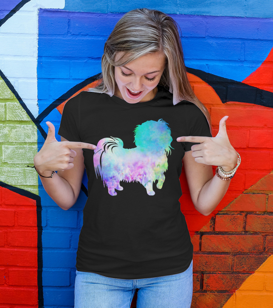 Fractals Rainbows Nerd Dog Colorful Psychedelic Pomeranian T-Shirt