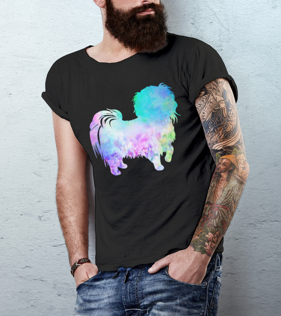 Fractals Rainbows Nerd Dog Colorful Psychedelic Pomeranian T-Shirt