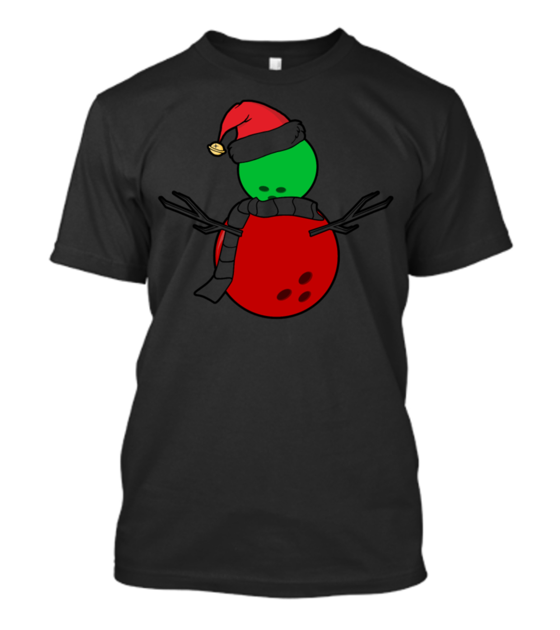 Funny Christmas Bowling Snowman With Hat And Scarf T-Shirt