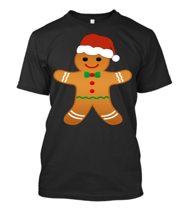 Funny Christmas Cookie Gingerbread Man With Santa Hat T-Shirt