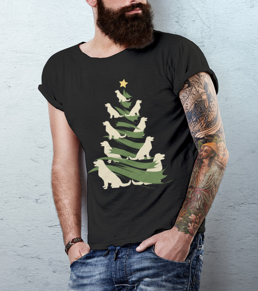 Dog Christmas Tree Funny Present T-Shirt