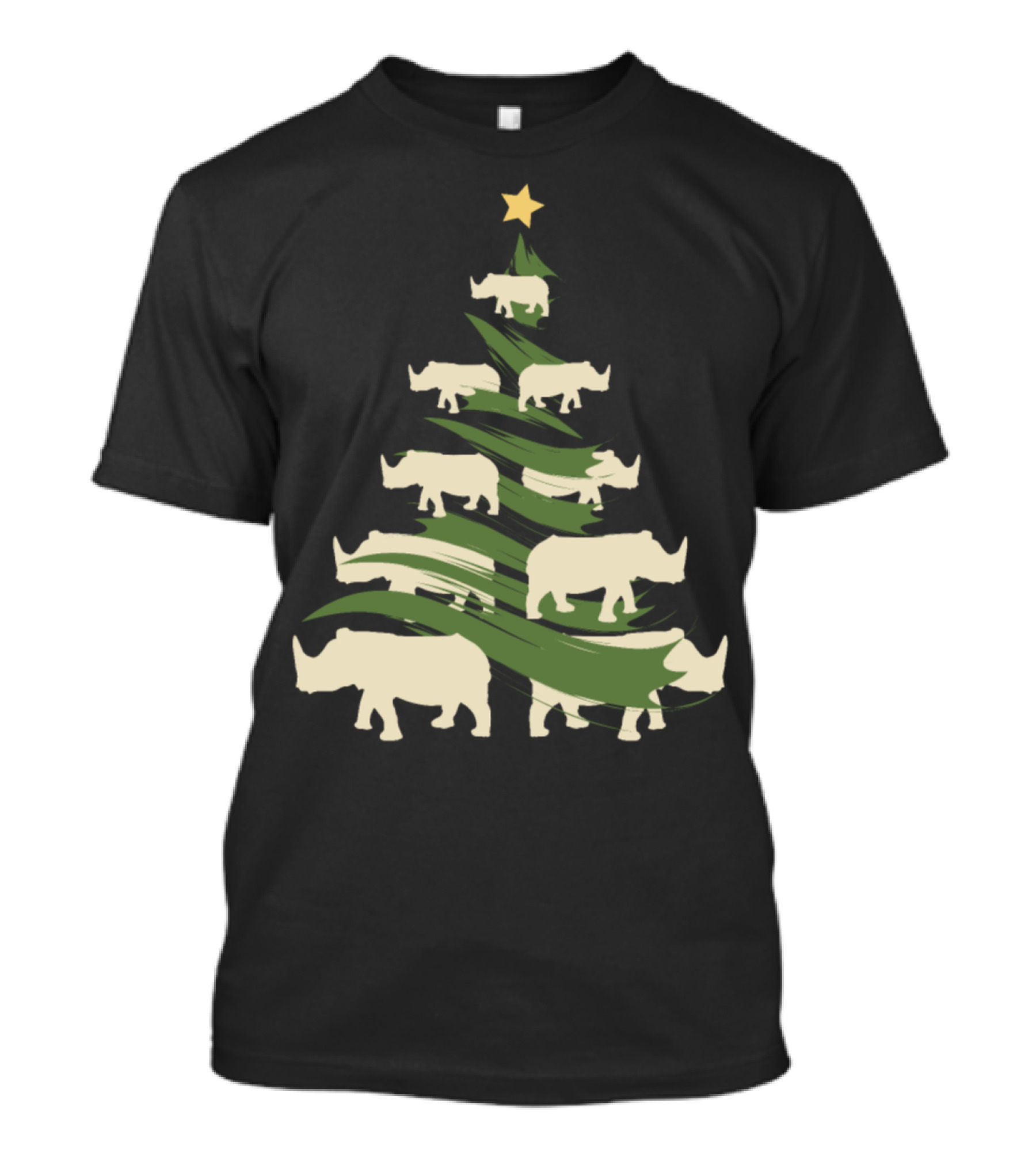 Christmas Tree Rhino Lover Gift Present T-Shirt