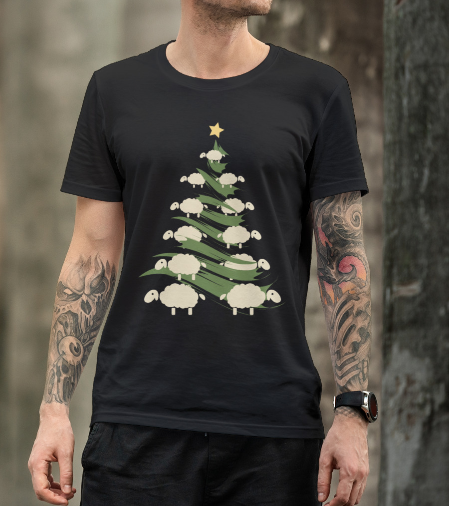 Funny Christmas Sheep Tree Present For Sheep Lover T-Shirt