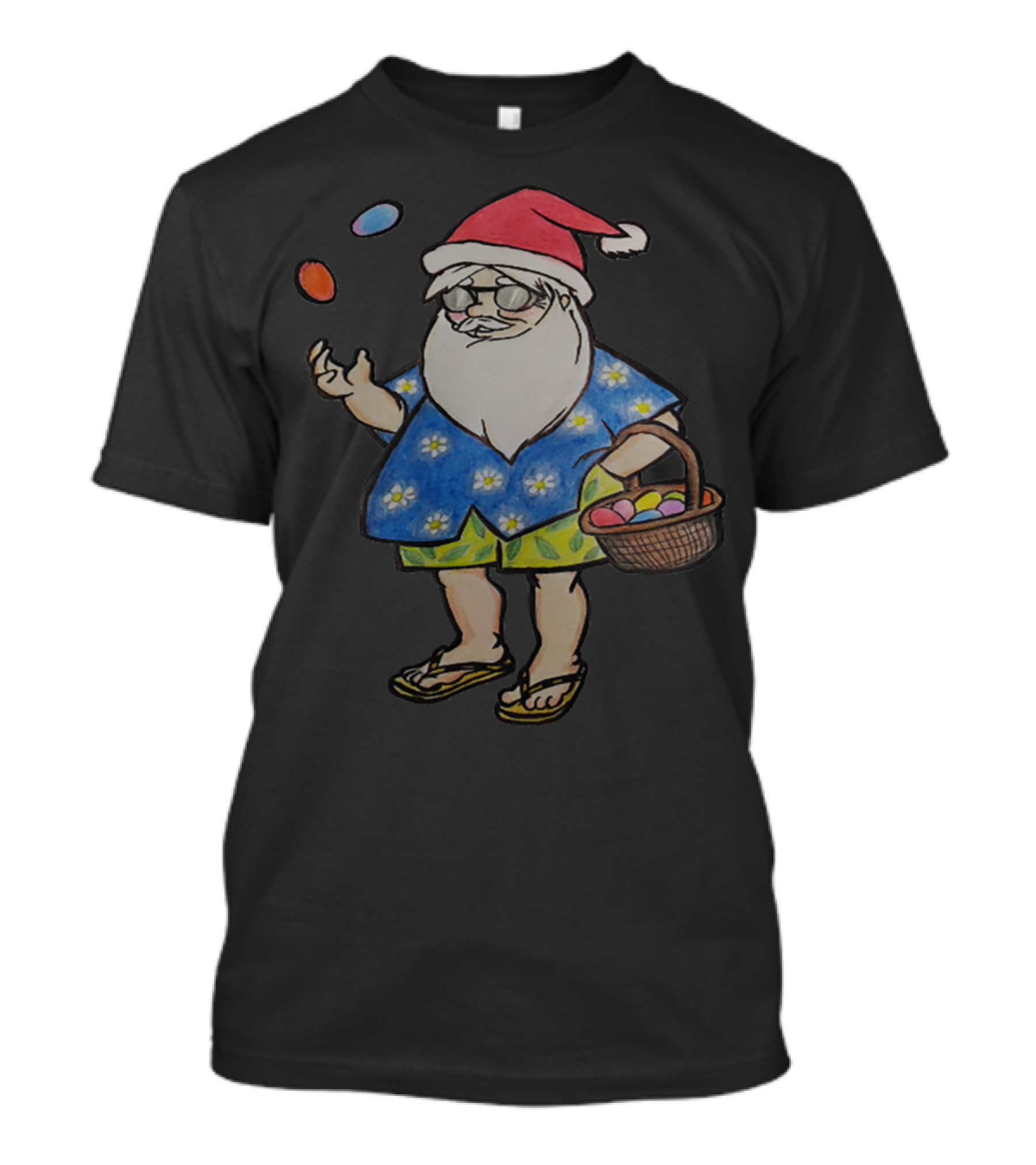 Funny Santa Juggling Easter Eggs In Summer T-Shirt