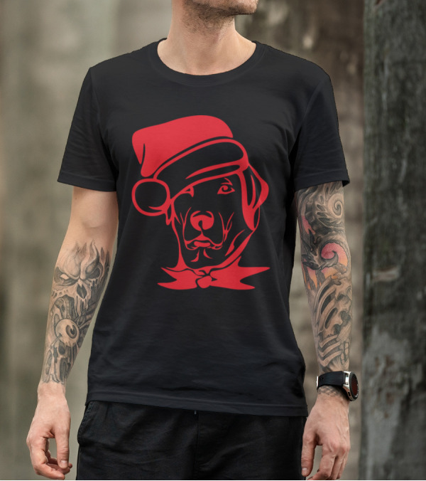 Funny Christmas Santa Labrador Dog Wearing Festive Hat T-Shirt