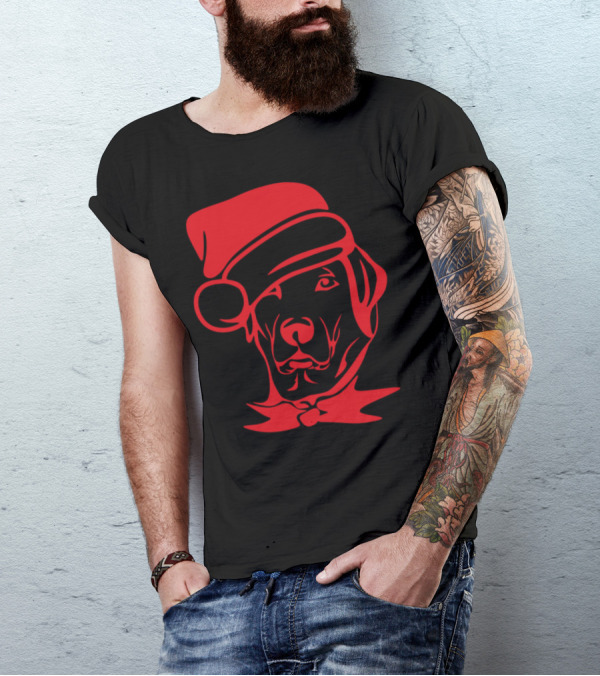 Funny Christmas Santa Labrador Dog Wearing Festive Hat T-Shirt