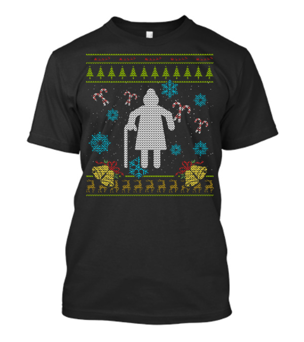 Funny Grandma Ugly Christmas Sweater Candy Canes Reindeer Snowflakes T-Shirt