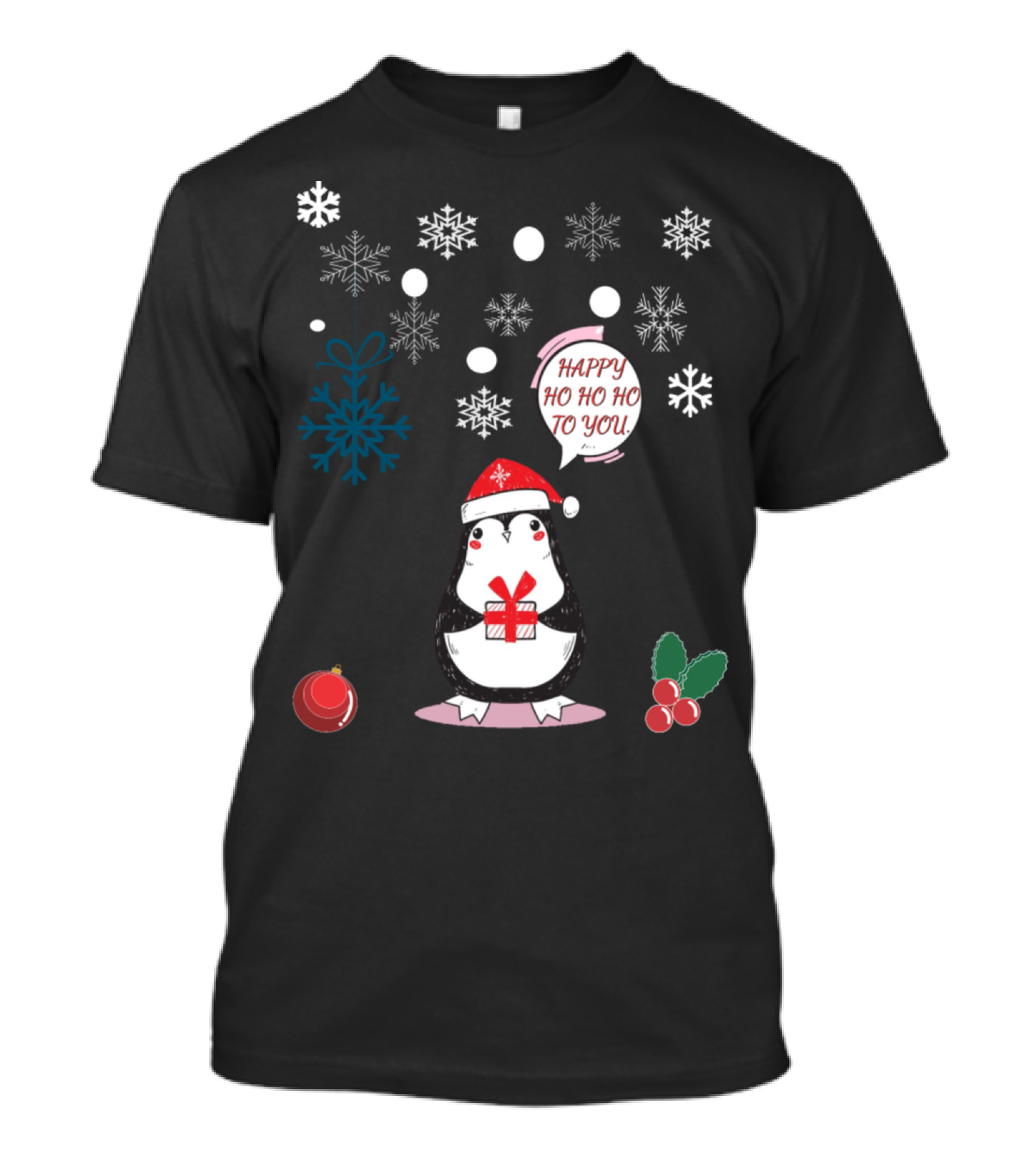 Happy Ho Ho Ho To You Penguin Snowflakes Gift T-Shirt