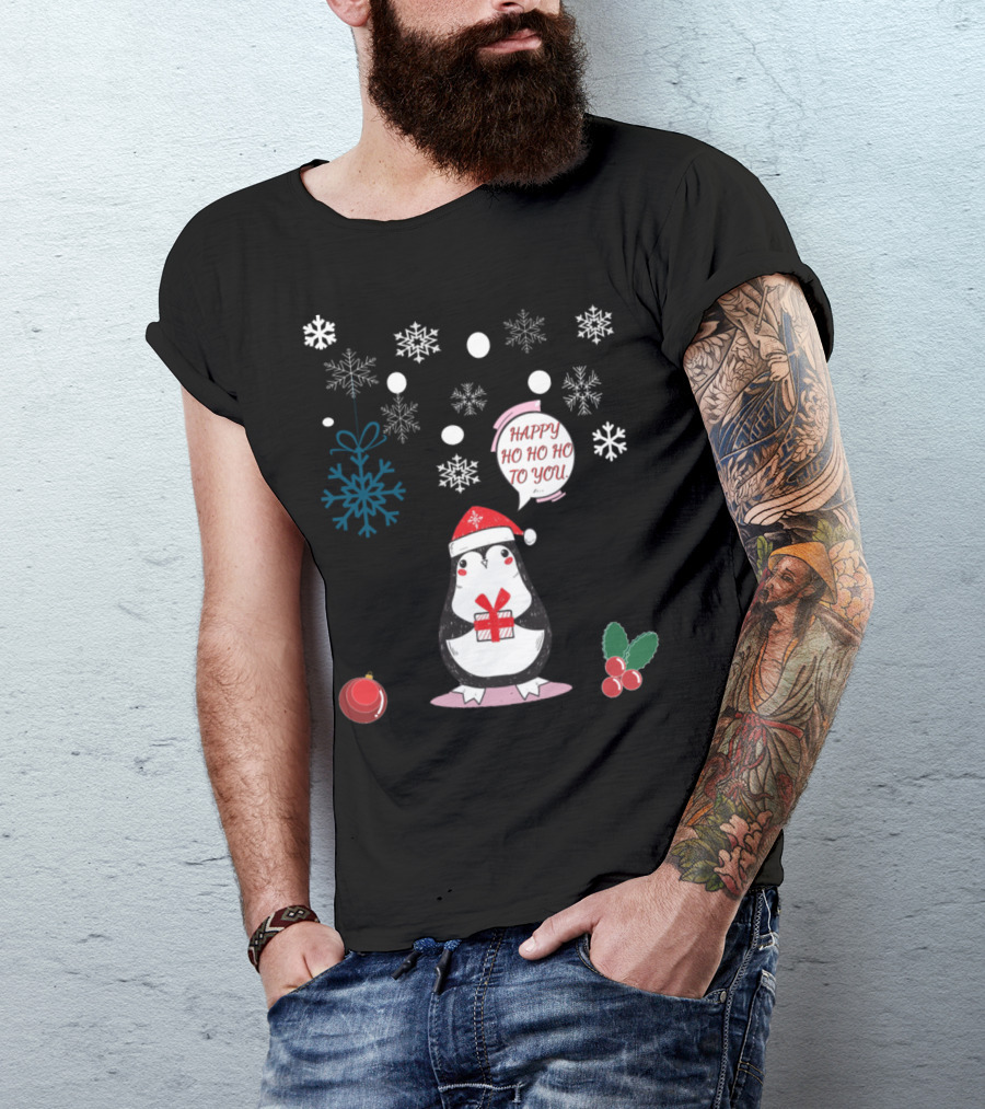 Happy Ho Ho Ho To You Penguin Snowflakes Gift T-Shirt