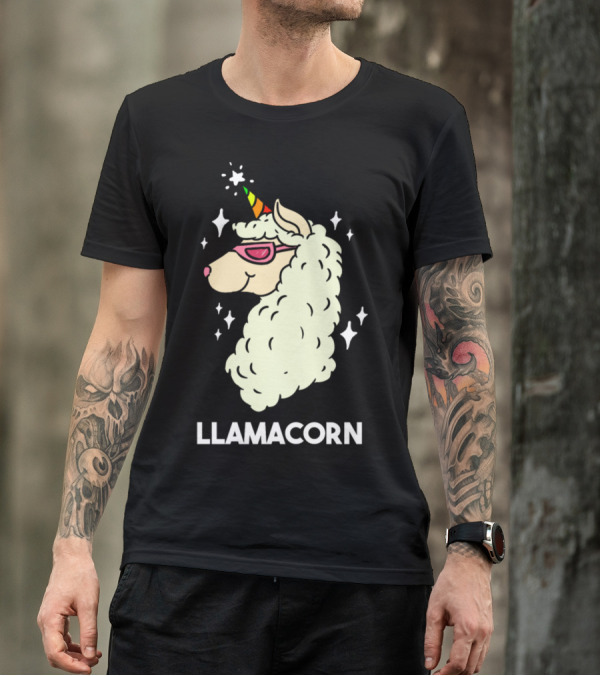 Funny Llamacorn Unicorn Alpaca Lama With Rainbow Horn And Sunglasses T-Shirt