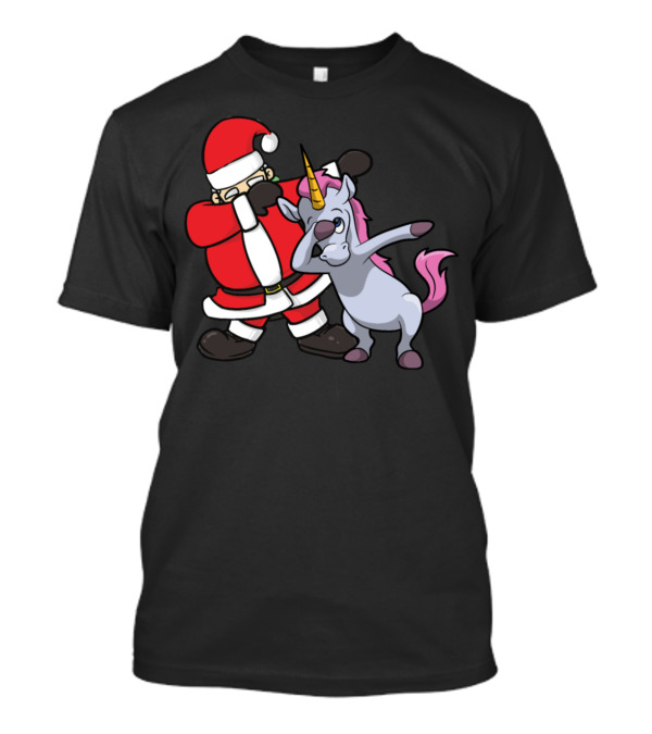 Funny Santa Claus Unicorn Dabbing Christmas Humor T-Shirt