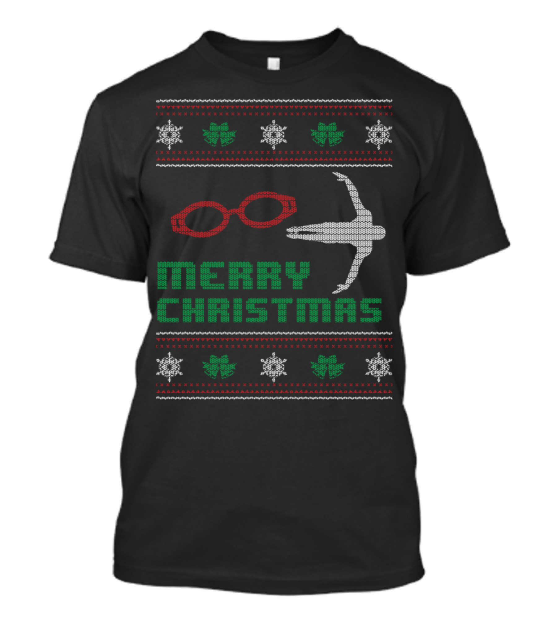 Merry Christmas Swimming Goggles Funny Ugly T-Shirt