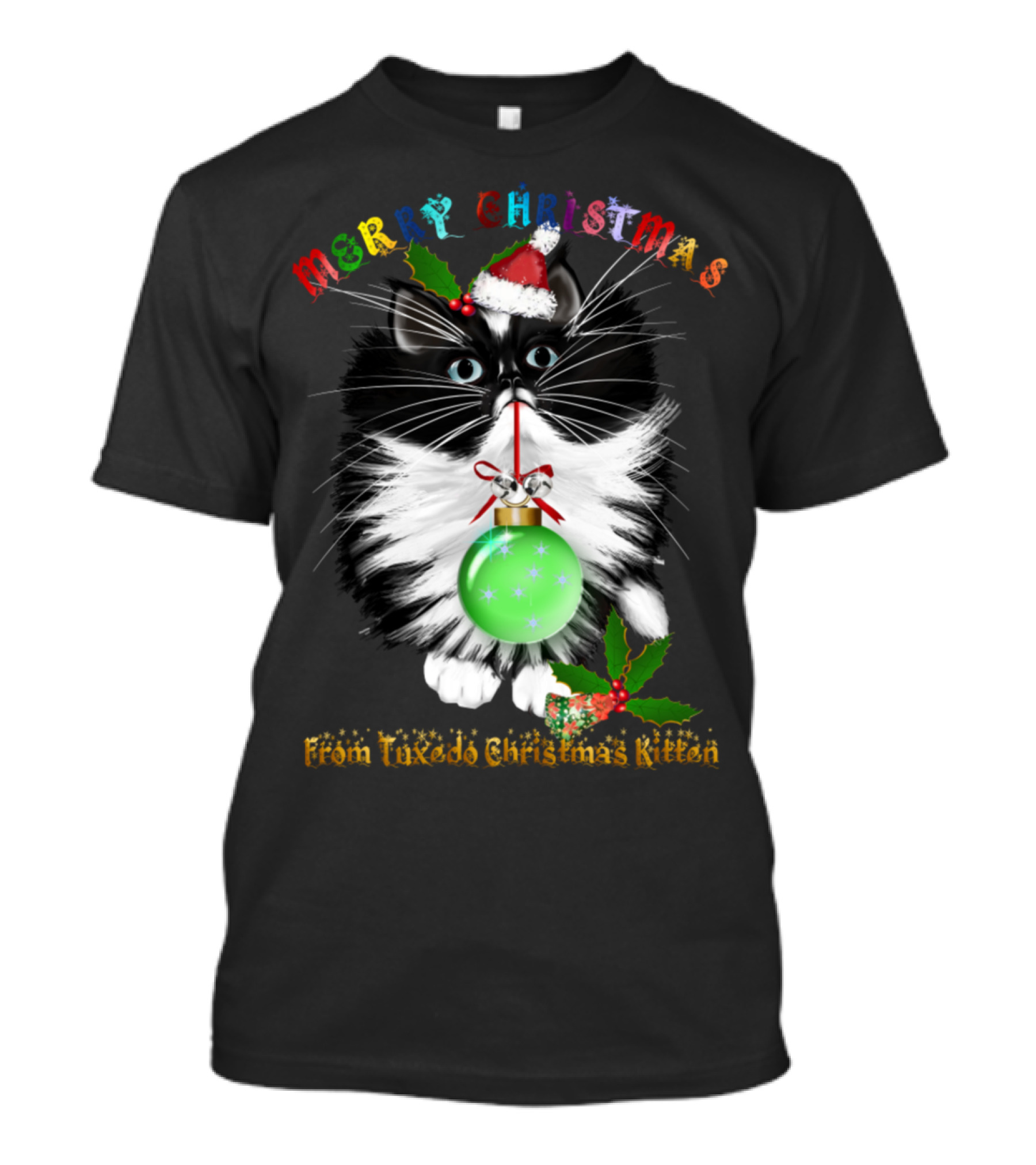 Merry Christmas From Tuxedo Christmas Kitten T-Shirt