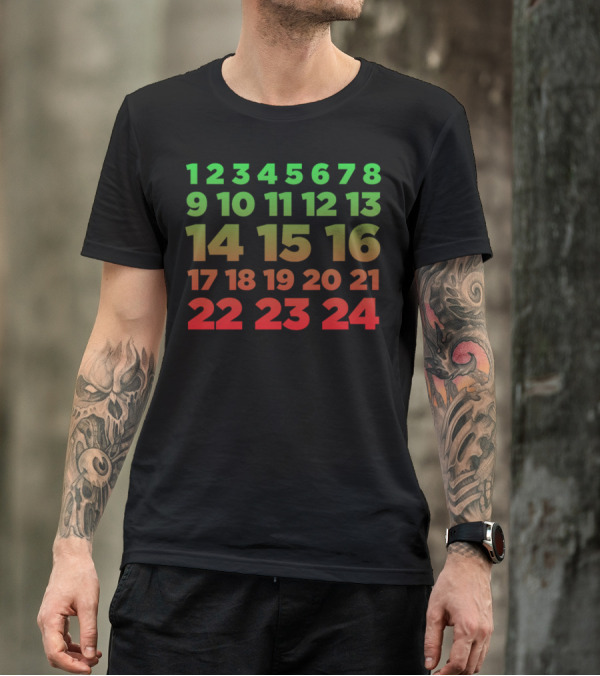 Advent Calendar Numbers Green Red Countdown Christian T-Shirt
