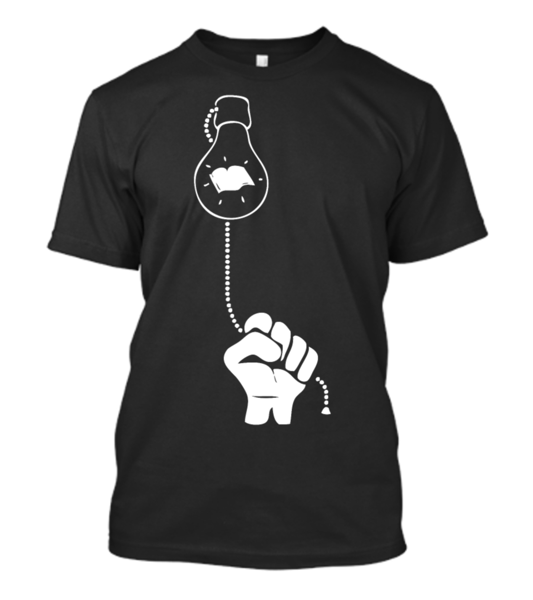 Alas Haters Fist Pulls Book Light Bulb Chain T-Shirt