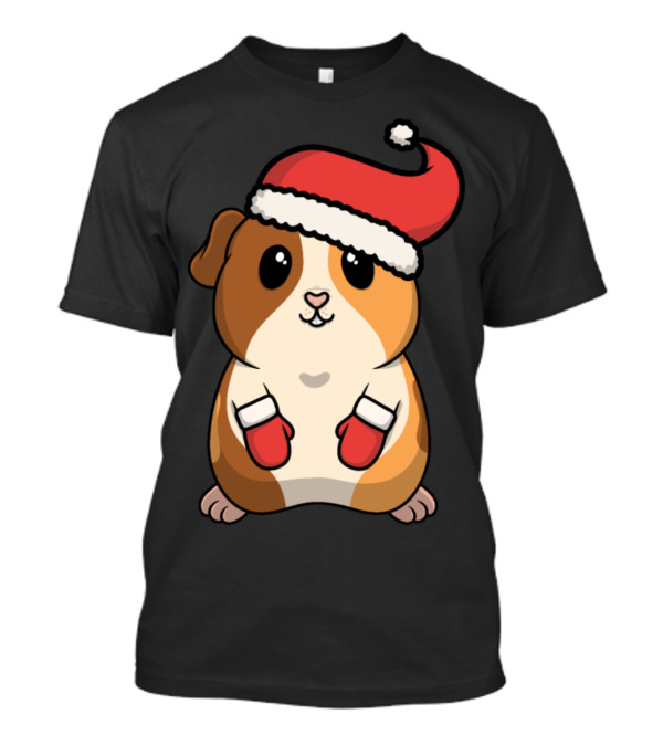 Guinea Pig Christmas Winter Santa Hat And Mittens T-Shirt