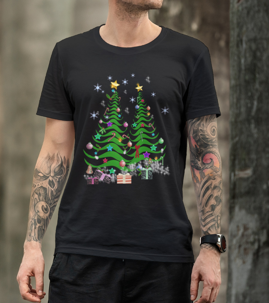 Artsy Christmas Tree Stars Ornaments Gifts Snowflakes T-Shirt
