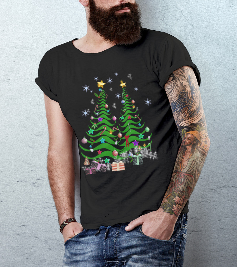 Artsy Christmas Tree Stars Ornaments Gifts Snowflakes T-Shirt