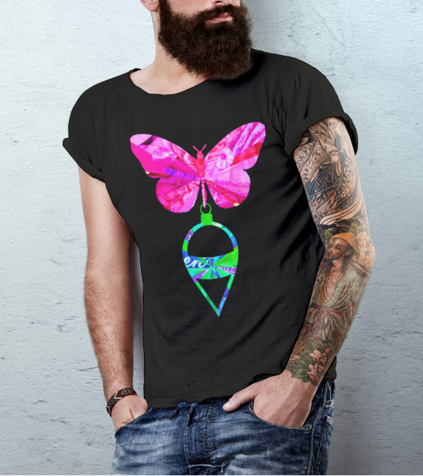 Artts Butterfly Christmas Ornament Pinkz Neon Green Abstract T-Shirt
