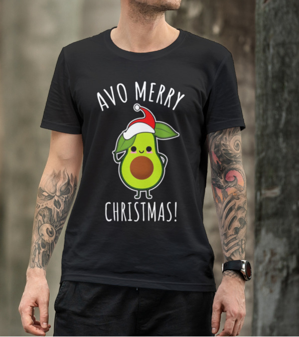 AVO Merry Christmas Avocado Santa Hat T-Shirt