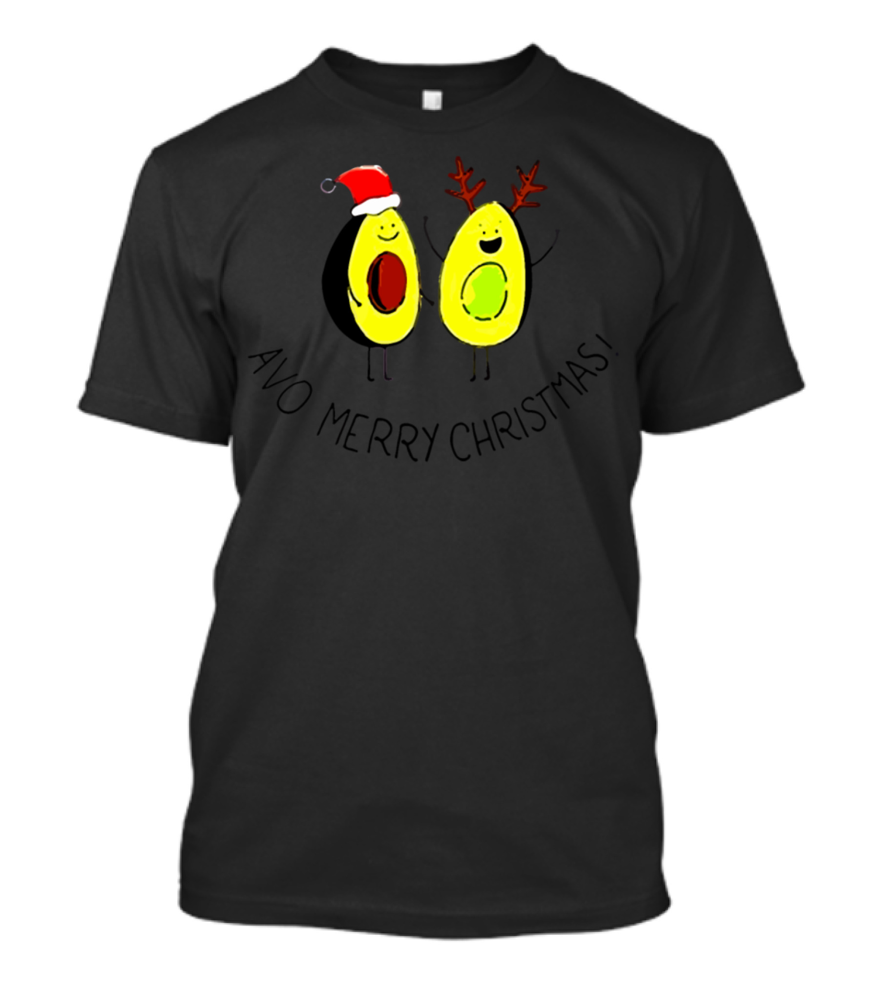 Avo Merry Christmas Avocado Santa Reindeer T-Shirt