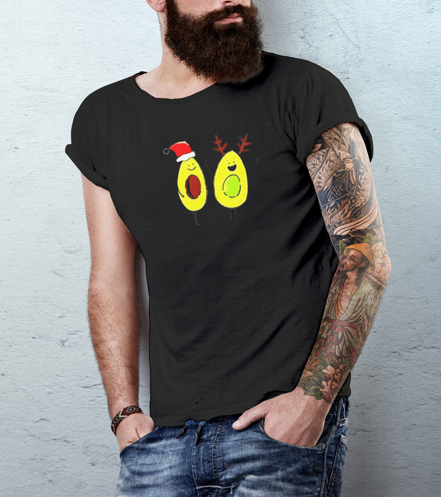 Avo Merry Christmas Avocado Santa Reindeer T-Shirt