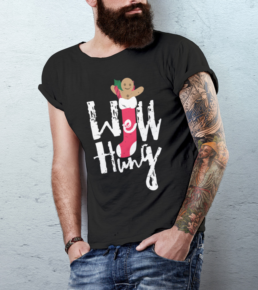 Funny Well Hung Christmas Stocking With Gingerbread Man T-Shirt