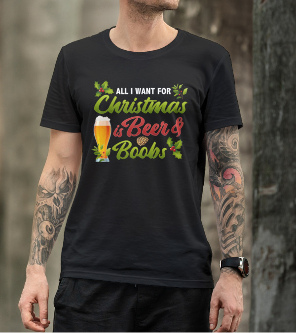 All I Want For Christmas Is Beer And Boobs T-Shirt