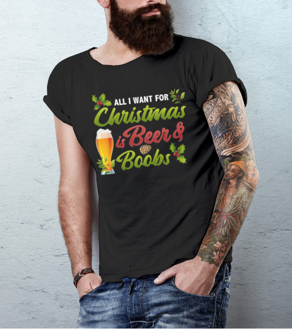 All I Want For Christmas Is Beer And Boobs T-Shirt